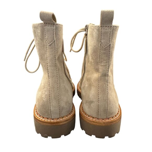 Vince Cabria Suede Lug Boot Women's Beige Side Zip Combat, Size 9M NWOB - Picture 5 of 10